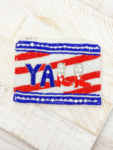 Patriotic 'YALL' Beaded Zip Pouch