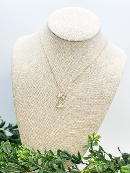 Flower Initial Pendant Necklaces