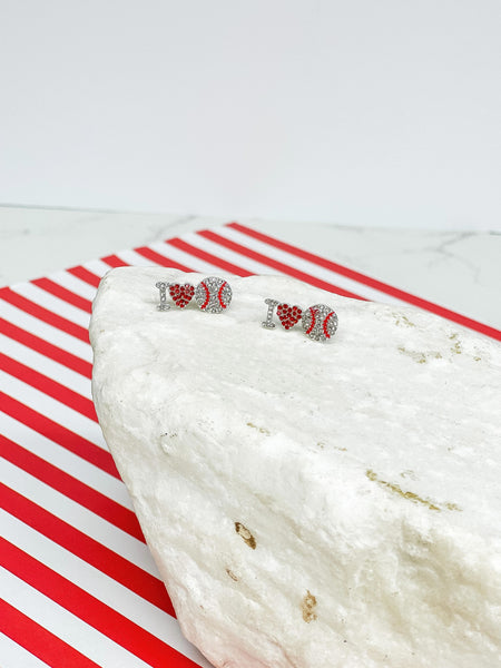 Love Sports Rhinestone Stud Earrings