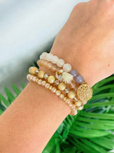 Beaded Stretch Stack - Champagne
