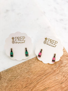 Glitter Bubbly Bottle Signature Enamel Studs - Choice of Color