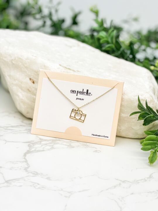 Cubic Zirconia Camera Pendant Necklace