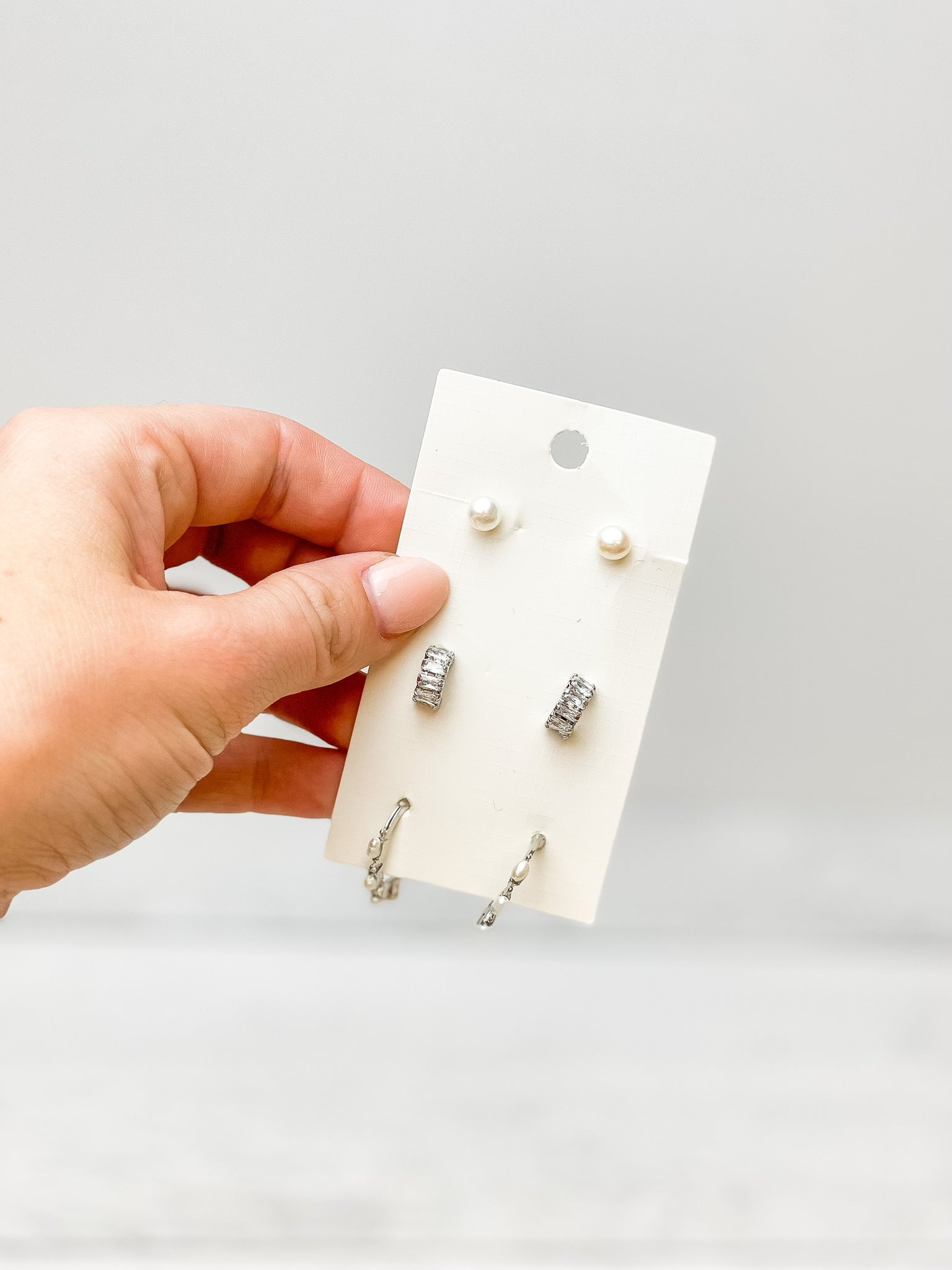 Pearl & Rhinestone Earring Trio