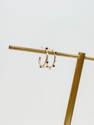 Petite Enamel Studded Hoop Earrings