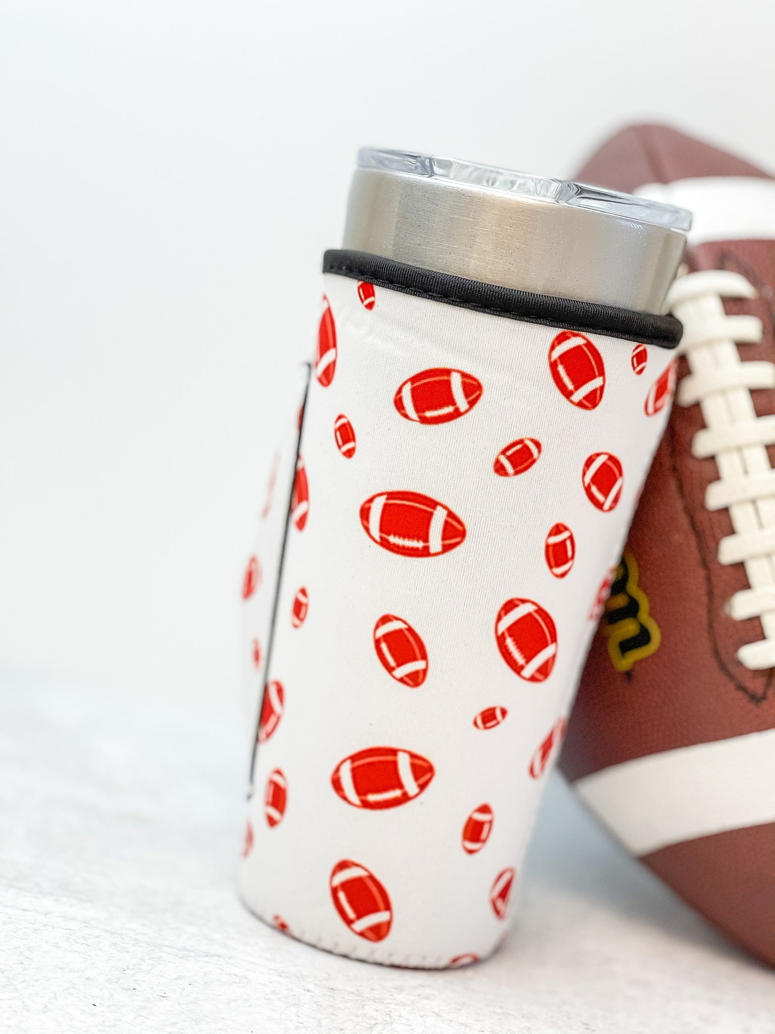 Insulated Cold Cup Sleeve with Handle - Football