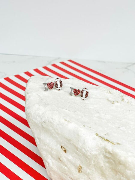 Love Sports Rhinestone Stud Earrings