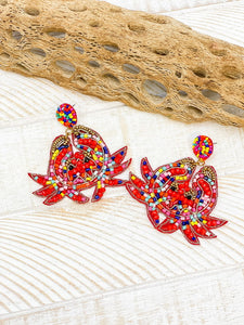 Crab Beaded Dangle Earrings