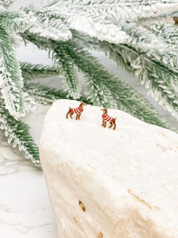 Christmas Dobermann Signature Enamel Stud Earrings