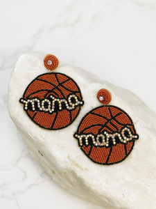 Glitzy Basketball Mama Beaded Dangle Earrings