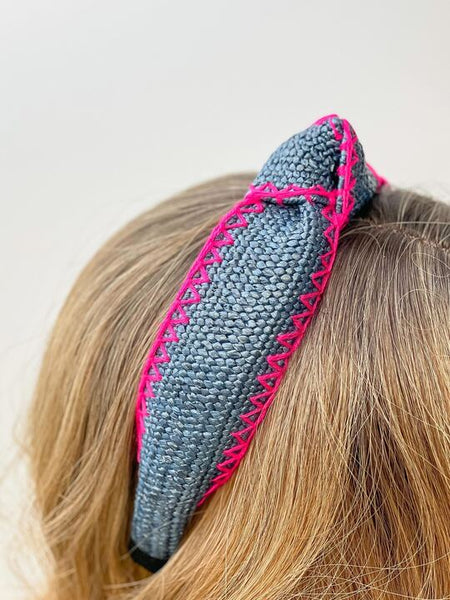 Stitched Raffia Knotted Headbands