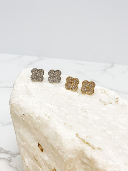 Pave Clover Stud Earrings