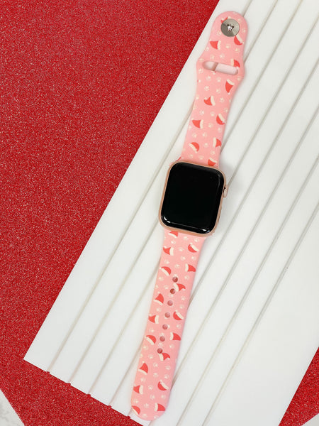 Pink Christmas Pawprint Silicone Smart Watch Band