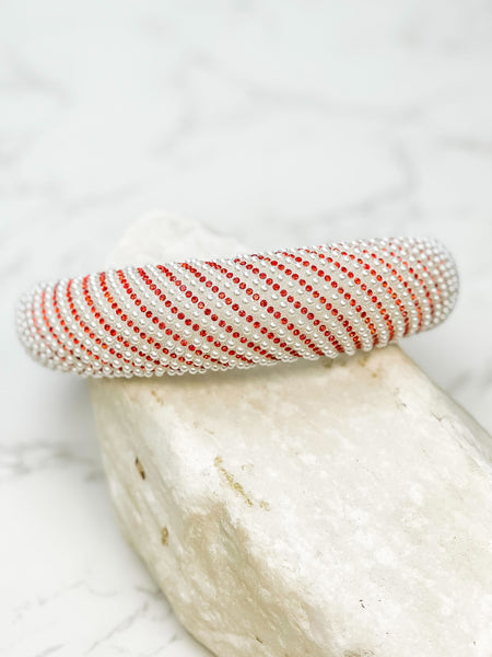 Pearl & Rhinestone Striped Padded Headbands