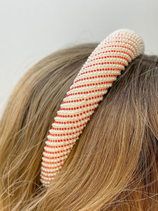 Pearl & Rhinestone Striped Padded Headbands