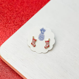 Christmas Stocking Signature Enamel Stud Earrings