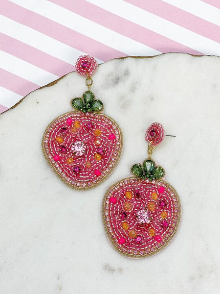 Glitzy Jewel Strawberry Beaded Dangle Earrings