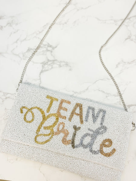 'Team Bride' Beaded Convertible Crossbody Bag